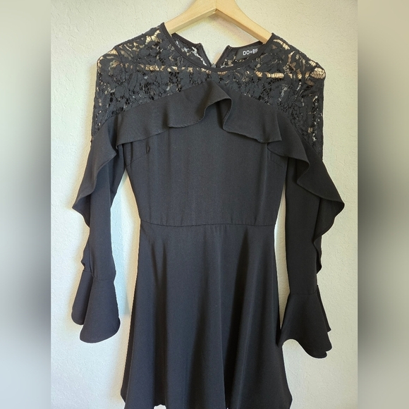 Do + Be Black Ruffle Lace Mini Dress Size Small - Picture 6 of 15